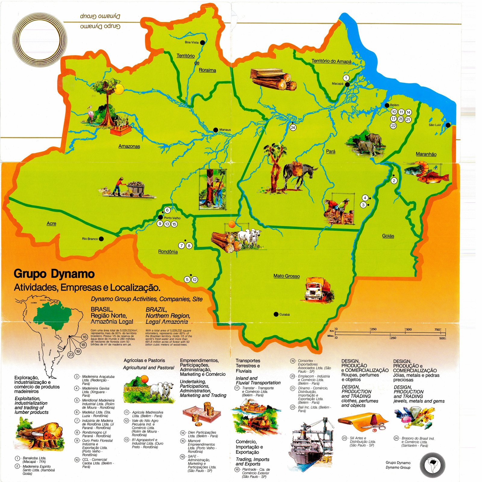 Grupo Dynamo — activities, companies and locations across the Brazilian Legal Amazon, 1980s